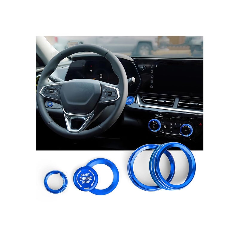 Polodunn for 2020-2025 2026 Chevrolet Trailblazer Accessories & 2024-2025 2026 Chevy Trax Accessories, 5pcs Aluminum Alloy Knob Covers Trim Set - Air Conditioner, Headlight & Push Start (Dark-Blue) - Image 1